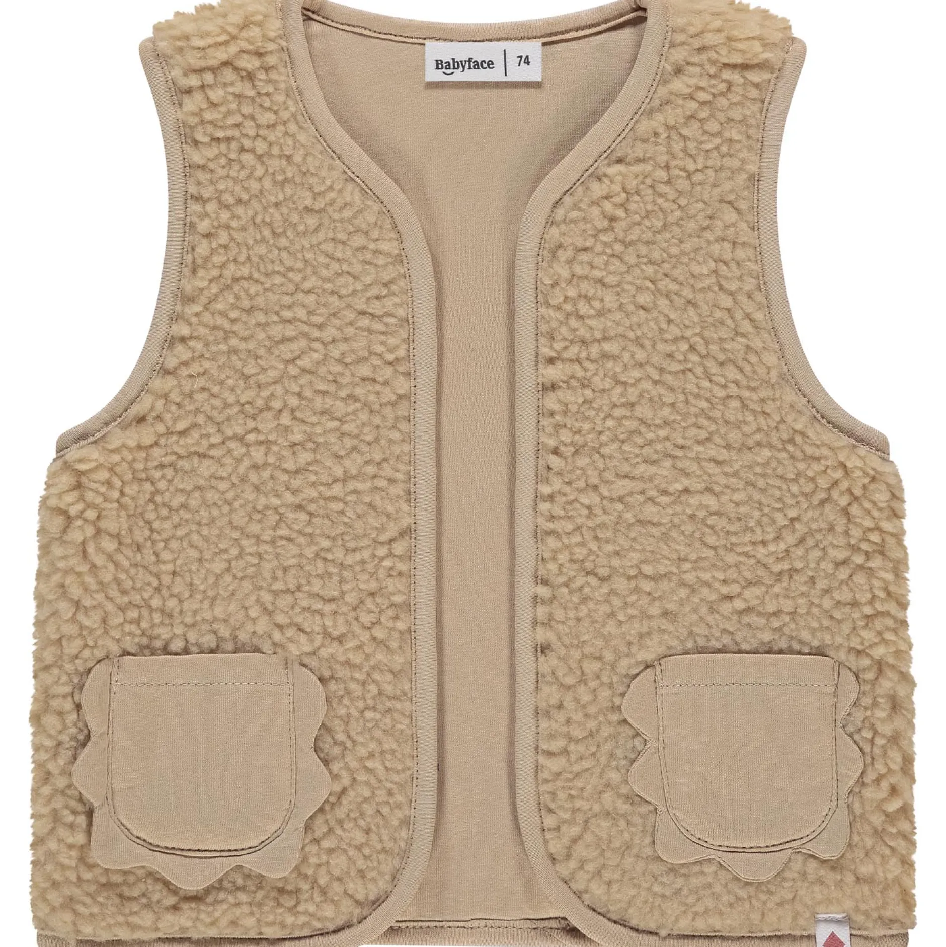 Truien & Vesten|Vesten*Babyface gilet teddy mouwloos effen beige Dark Off-White