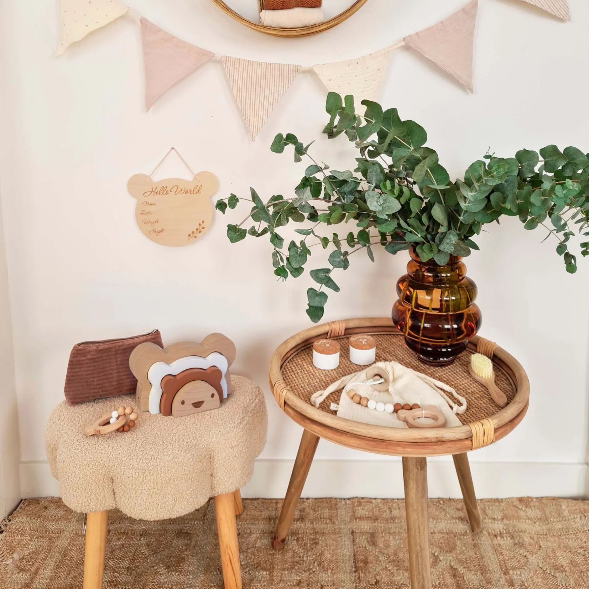 Feestartikelen|Kraamcadeaus*BamBam houten muurhanger Beer Onbehandeld/Naturel