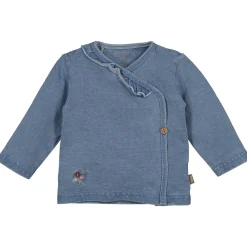Shirts & Blouses|Shirts & Blouses*Bess baby blouse overslag lange mouwen effen denim Mid Blue Denim