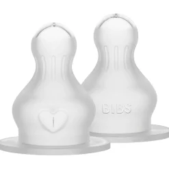 Flesspenen*Bibs flesspeen siliconen - medium flow 2 stuks transparant