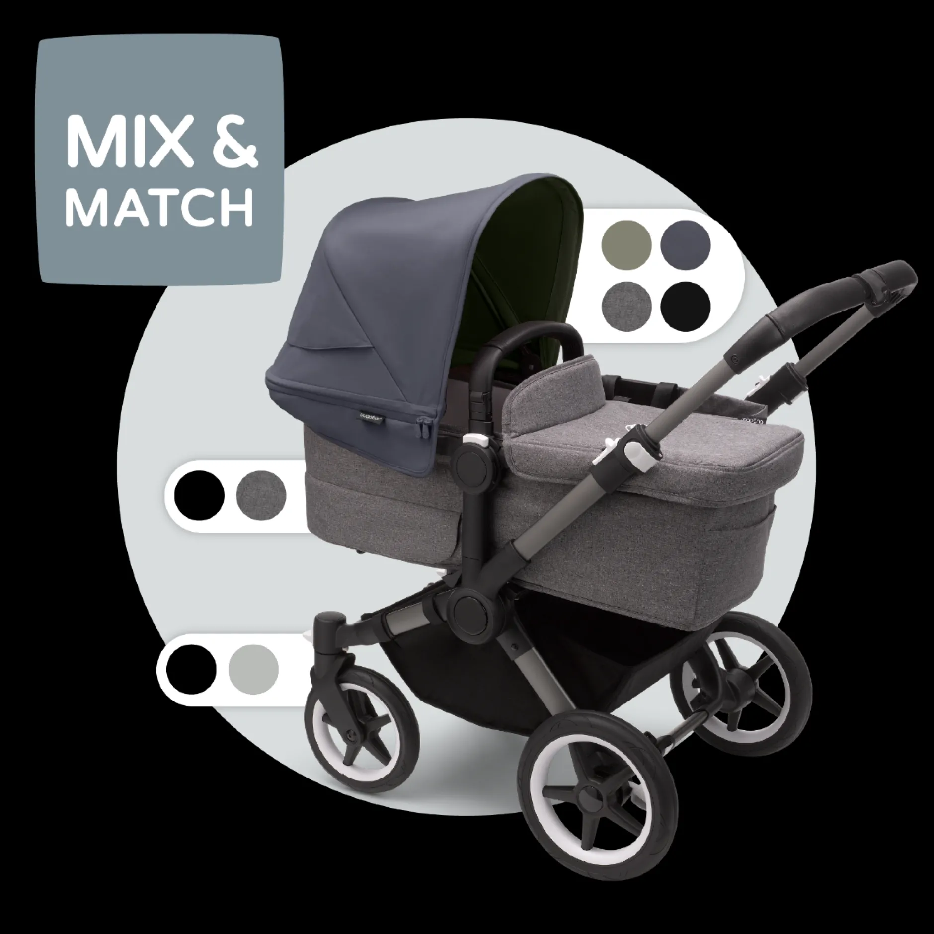 Kinderwagens*Bugaboo Donkey5 Mono compleet Graphite Grey Melange
