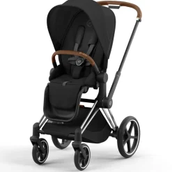 Kinderwagens*Cybex Priam4 compleet Chrome met bruine handvatten Sepia Black