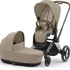 Kinderwagens*Cybex Priam4 compleet Chrome met bruine handvatten Cozy Beige