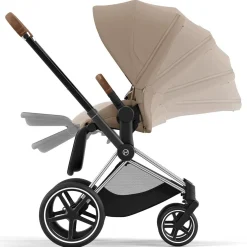 Kinderwagens*Cybex Priam4 compleet Chrome met bruine handvatten Cozy Beige