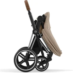Kinderwagens*Cybex Priam4 compleet Chrome met bruine handvatten Cozy Beige