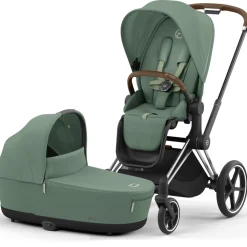 Kinderwagens*Cybex Priam4 compleet Chrome met bruine handvatten Leaf Green