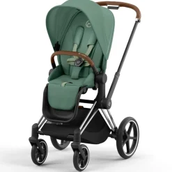 Kinderwagens*Cybex Priam4 compleet Chrome met bruine handvatten Leaf Green