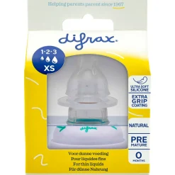Flesspenen*Difrax 1-2-3 Doseerspeen XS smal - 2 stuks naturel