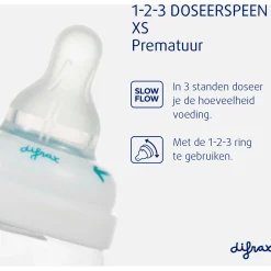 Flesspenen*Difrax 1-2-3 Doseerspeen XS smal - 2 stuks naturel