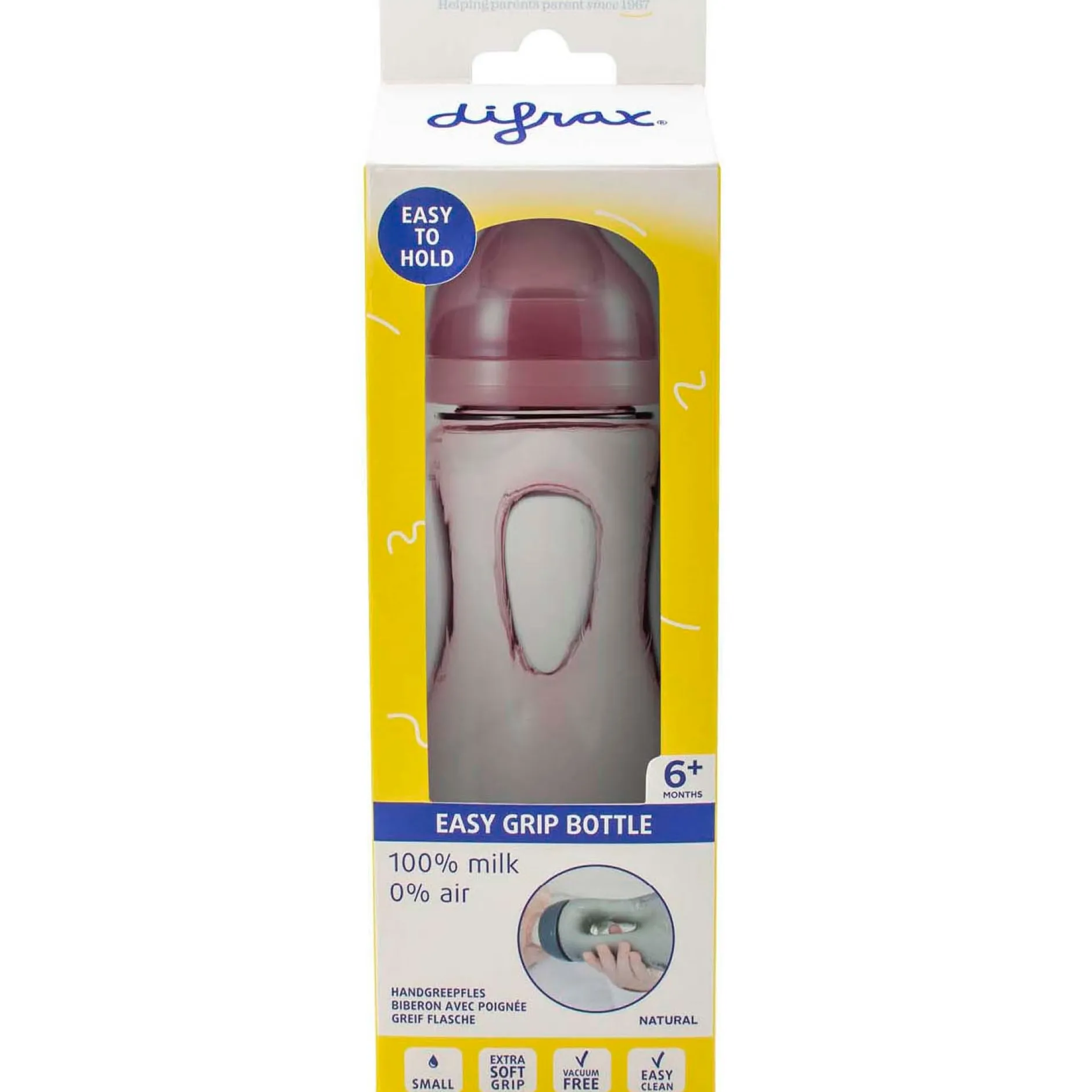 Flesjes*Difrax handgreep fles 240ml roze