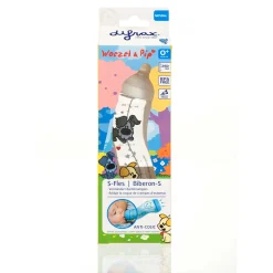 Flesjes*Difrax s-fles smal Woezel & Pip 250ml transparant