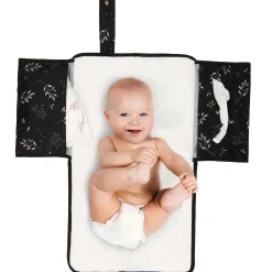 Luiertassen*Dooky 3 in 1 luiermat Romantic Leaves Black