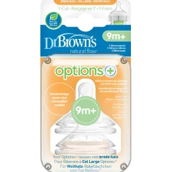 Flesspenen*Dr. Brown's Dr Brown's Options+ Anti-colic Y-cut Brede Hals speen 2 stuks transparant