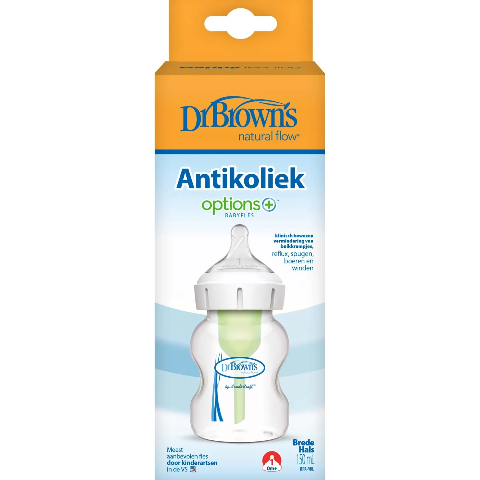 Flesjes*Dr. Brown's Options+ Brede halsfles 150ml transparant
