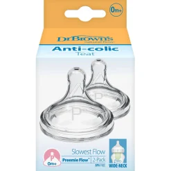 Flesspenen*Dr. Brown's Options+ prematuurspeen Brede Halsfles transparant
