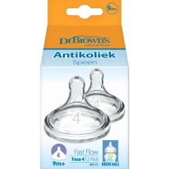Flesspenen*Dr. Brown's Options+ speen fase 4 Brede Halsfles transparant