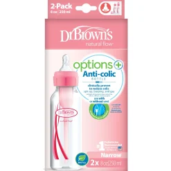 Flesjes*Dr. Brown's Standaard halsfles 250ml 2 stuks roze