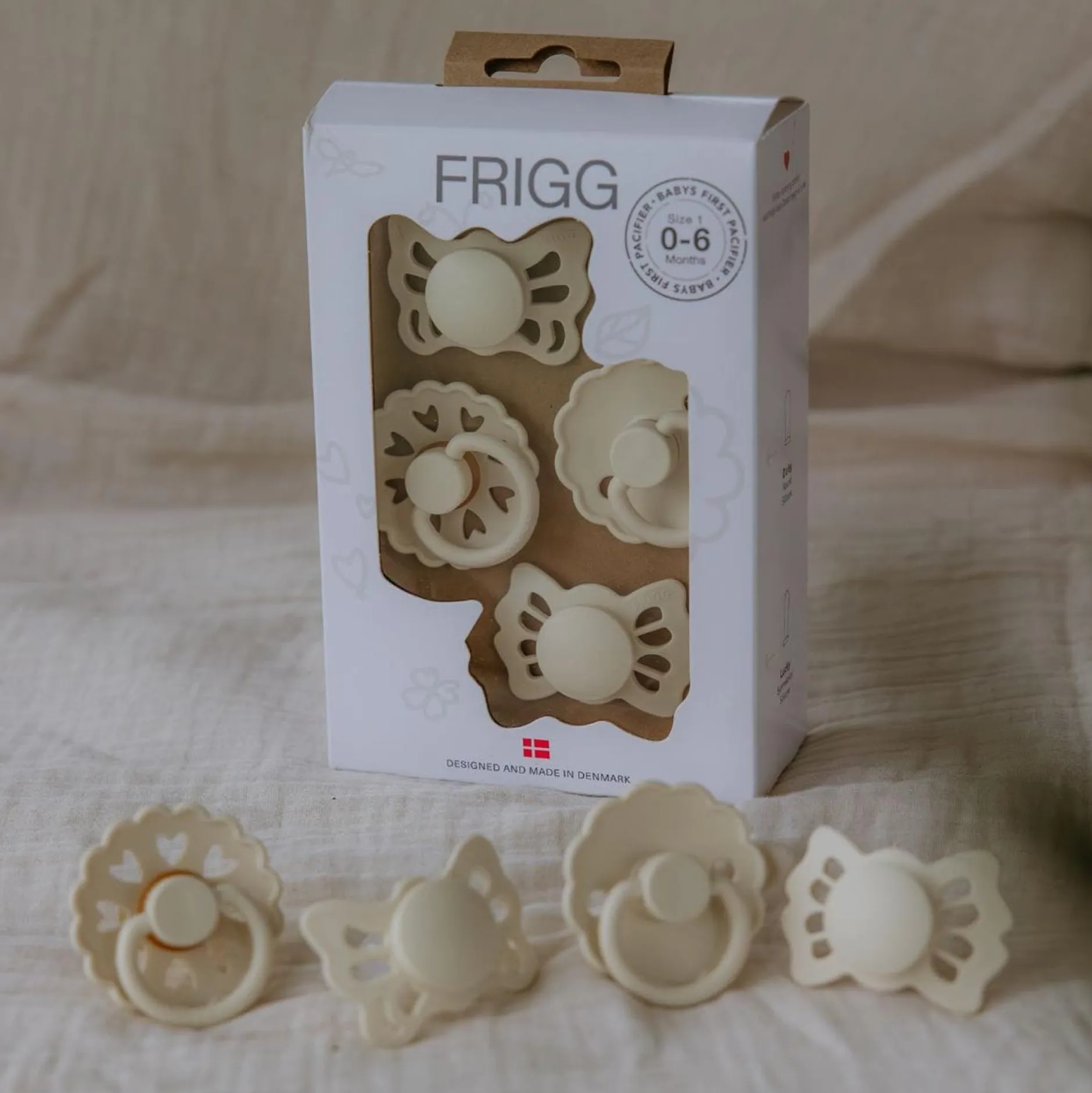 Fopspenen|Fopspenen & Accessoires*Frigg baby's eeste fopspeen 4-pack Ecru