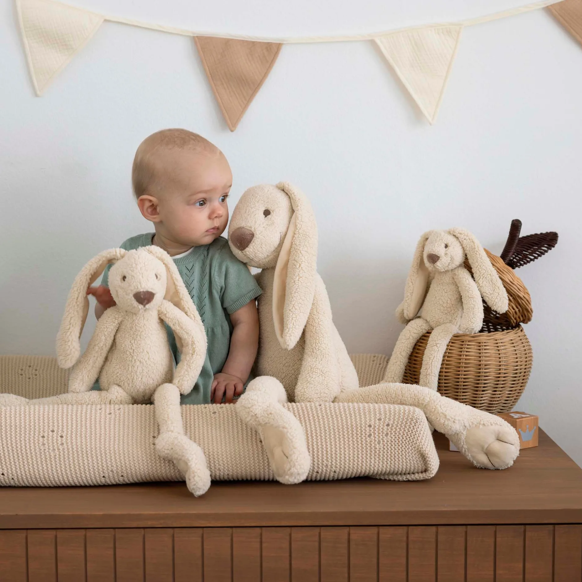Knuffels*Happy Horse knuffel Rabbit Richie recycled 28cm Beigebrown