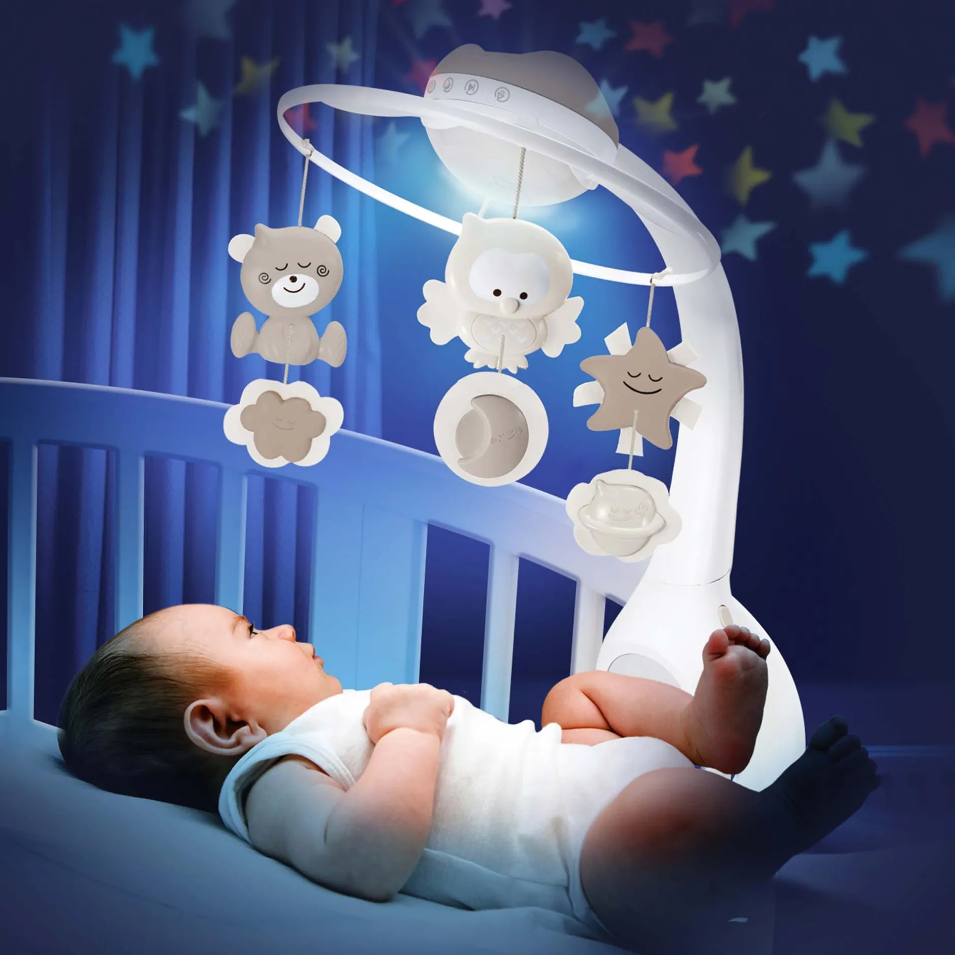 Muziekmobielen & Muziekdoosjes*Infantino 3-in-1 muziekmobiel en projector Beigebrown