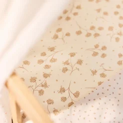 Hoeslakens|Lakens*Jollein wieghoeslaken leafy dreams wit