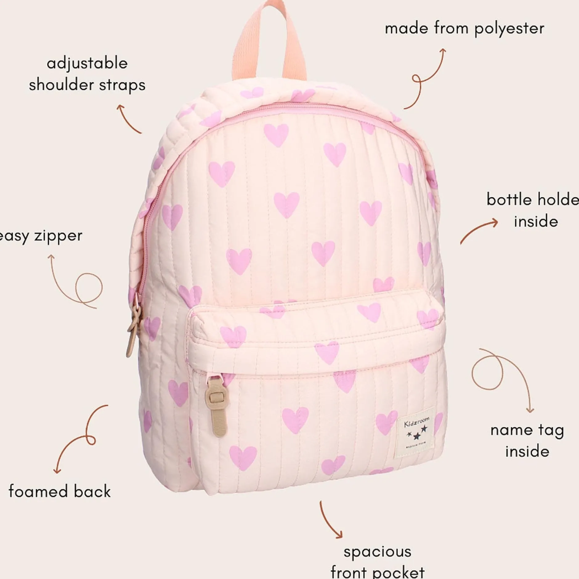 Luiertassen*Kidzroom kinderrugtas hartjes Light Pink