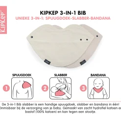 Slabbetjes*Kipkep 3-in-1 slab 2 stuks beige