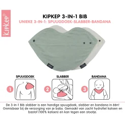 Slabbetjes*Kipkep 3-in-1 slab 2 stuks groen