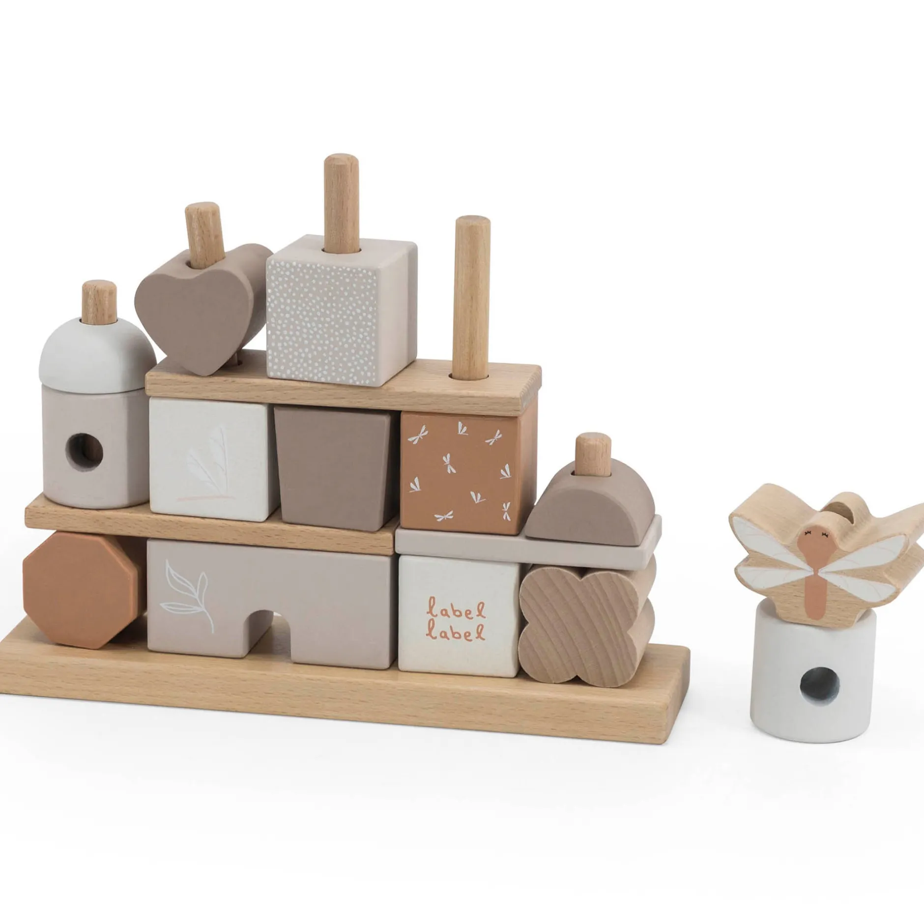 Stapelspeelgoed*Label Label houten stapelblokken Beigebrown