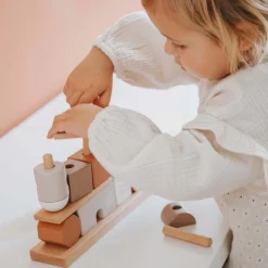 Stapelspeelgoed*Label Label houten stapelblokken Beigebrown