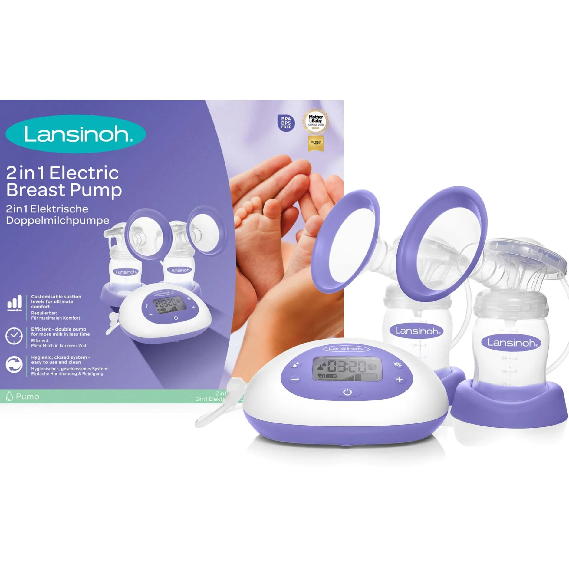 Borstkolven*Lansinoh 2-in-1 Elektrische dubbele Borstkolf
