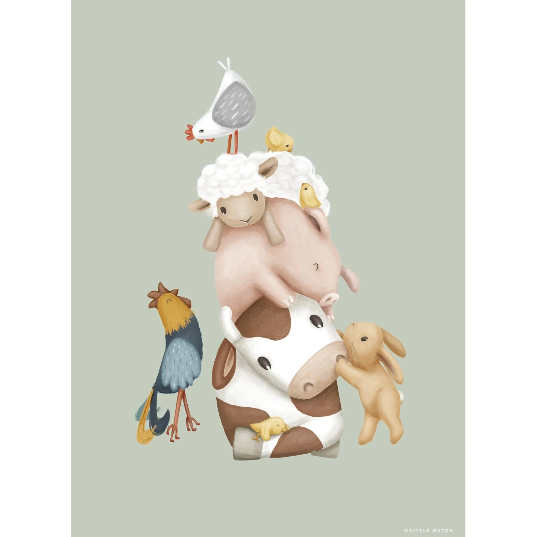 Wanddecoratie*Little Dutch A3 poster Little Farm multi