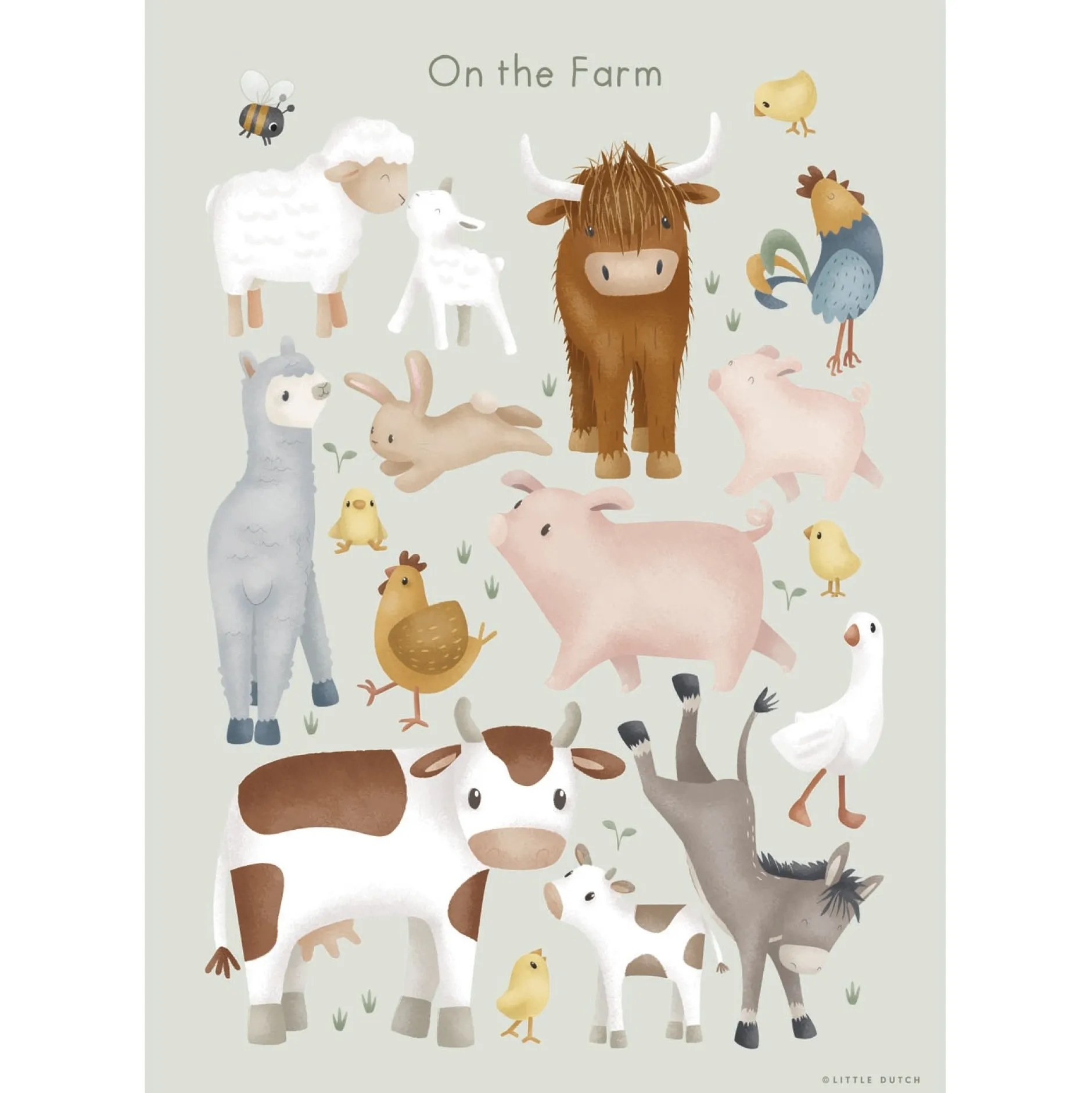 Wanddecoratie*Little Dutch A3 poster Little Farm multi