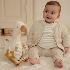 Knuffels*Little Dutch activiteitenknuffel Newborn Naturals Goose Off-White