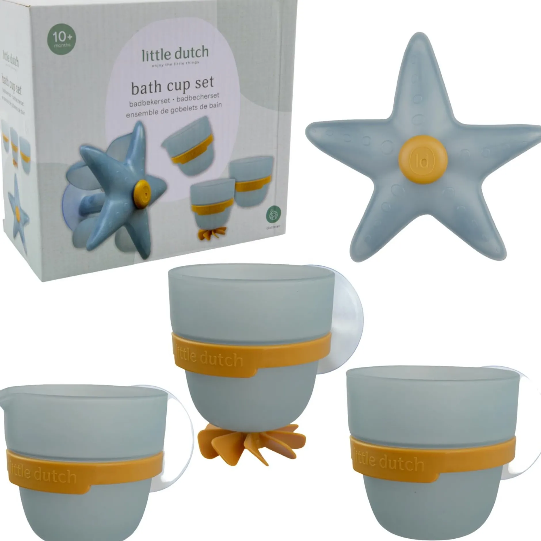 Badspeelgoed|Badspeelgoed*Little Dutch Badwand Bekers Zeester Blue