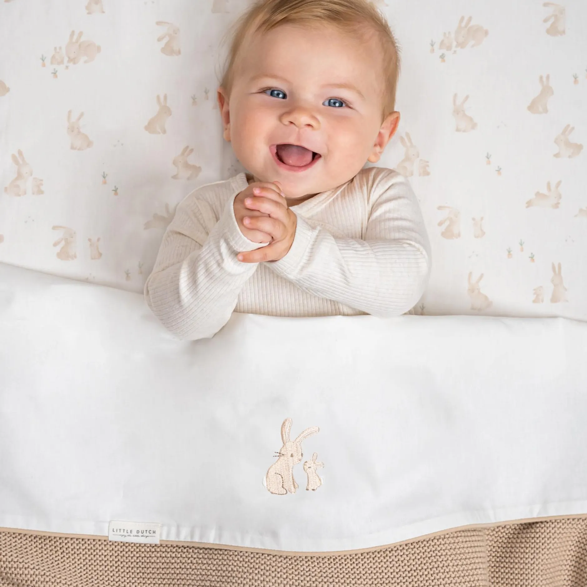 Lakens*Little Dutch ledikantlaken Baby Bunny wit