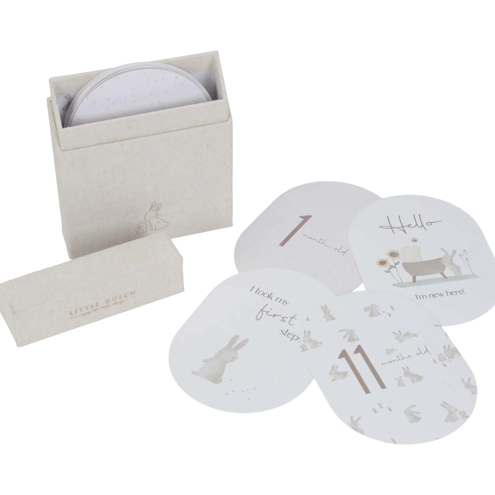 Feestartikelen|Kraamcadeaus*Little Dutch Mijlpaal Kaarten Beigebrown