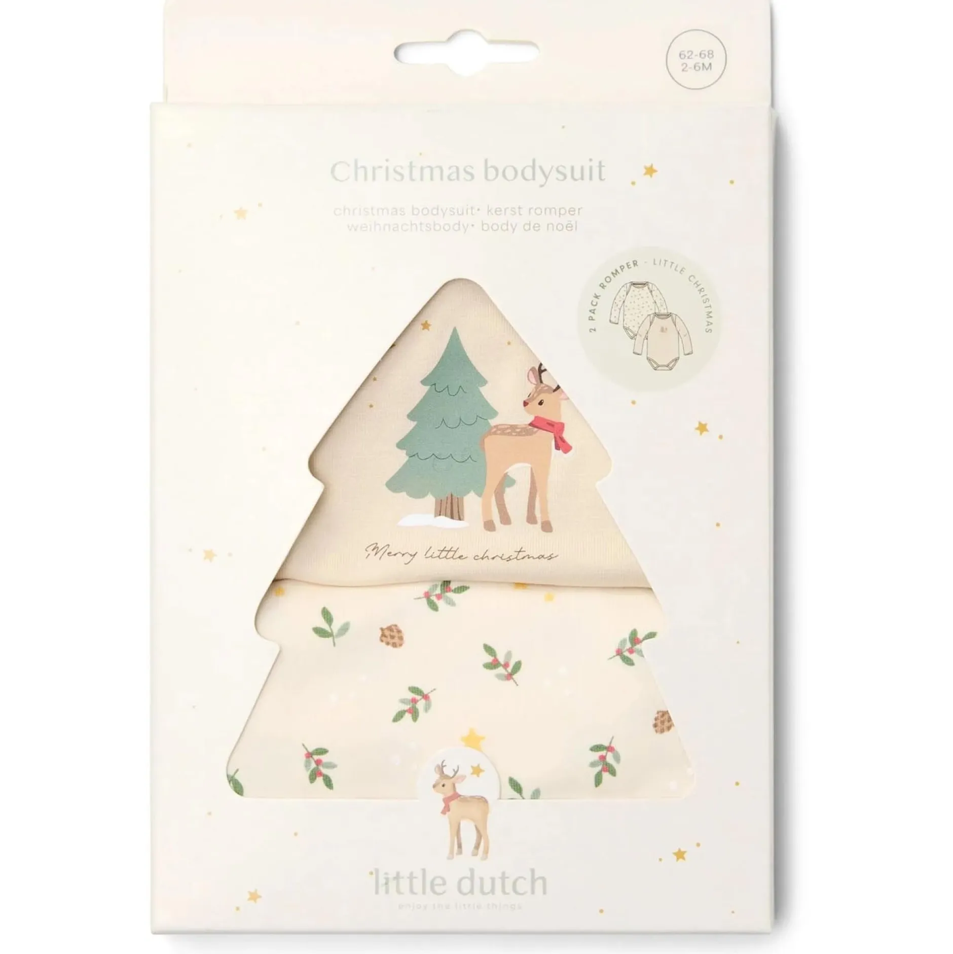 Rompers|Rompers*Little Dutch 2-pack romper kerst Beigebrown