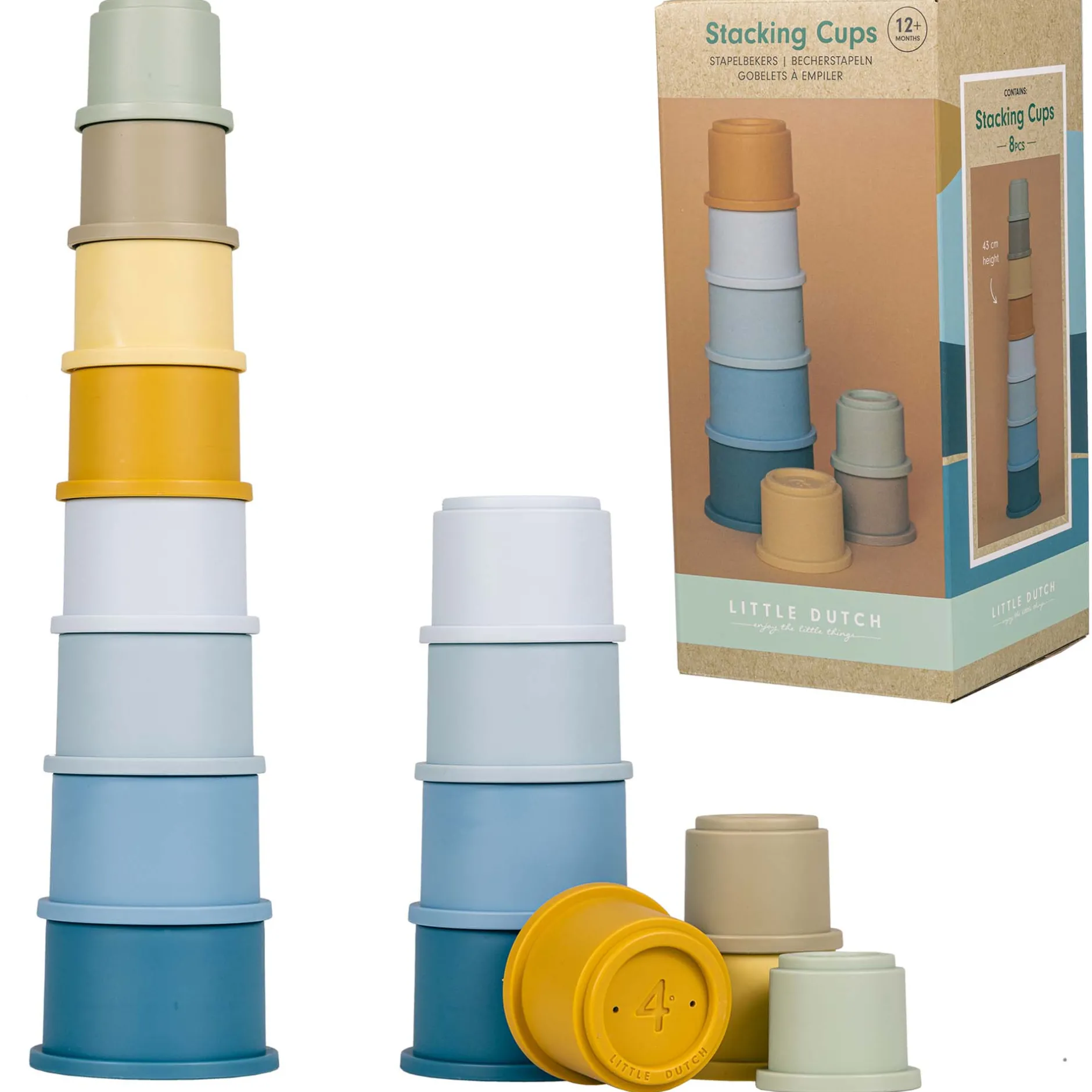 Stapelspeelgoed*Little Dutch stapelbekers - 8 stuks Blue