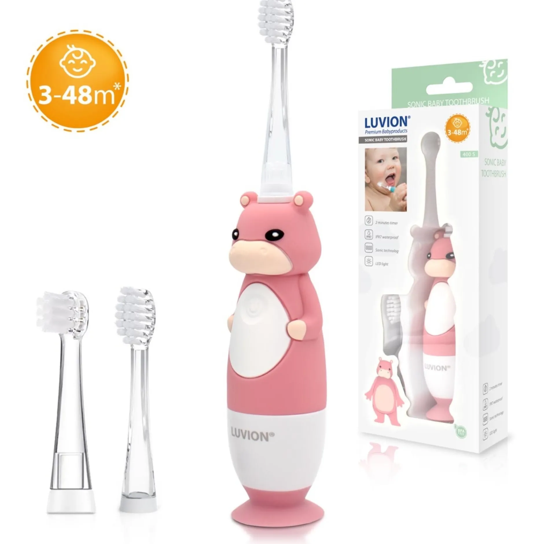 Mondverzorging*Luvion 400S Hippo - sonische elektrische tandenborstel voor baby en peuter