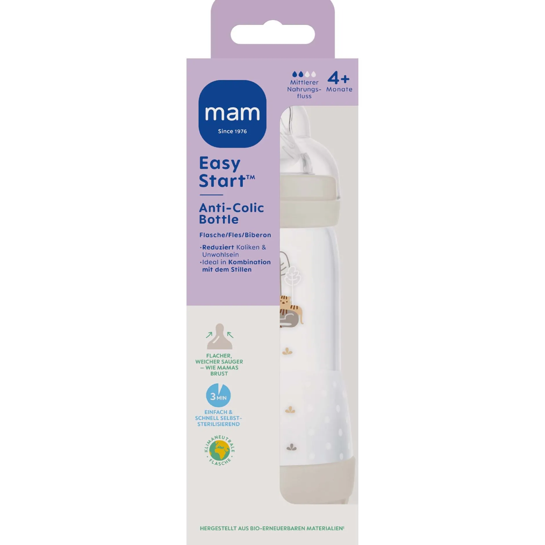 Flesjes*Mam fles anti-colic 320ml beige