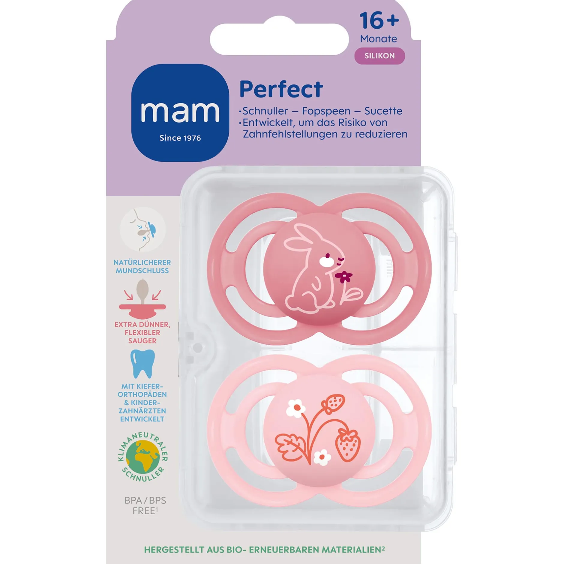 Fopspenen|Fopspenen & Accessoires*Mam fopspeen Perfect Silikon 16+ maanden Pink