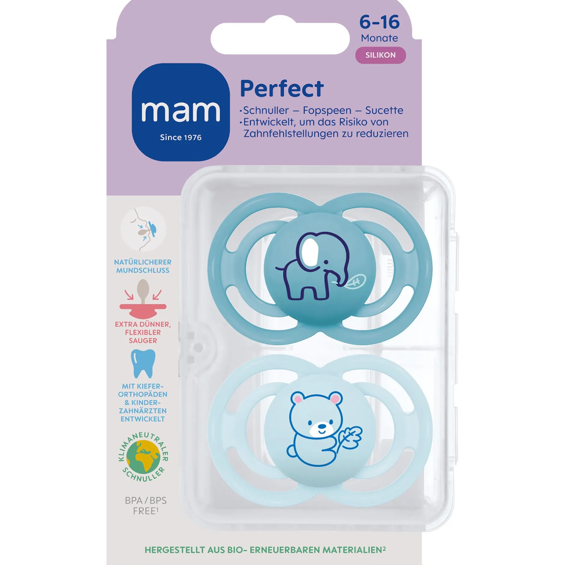 Fopspenen|Fopspenen & Accessoires*Mam fopspeen Perfect Silikon 6-16 maanden Blue