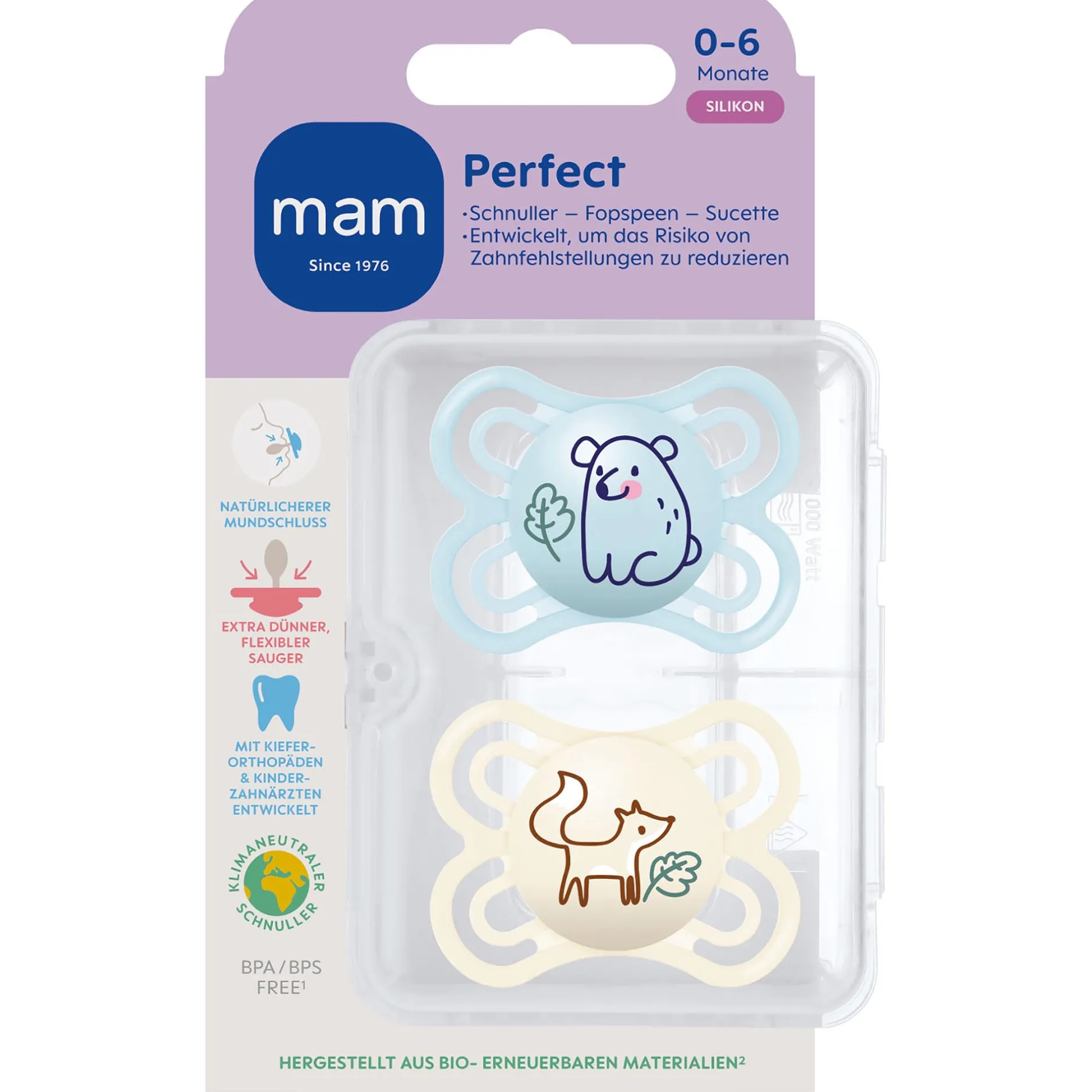 Fopspenen|Fopspenen & Accessoires*Mam fopspeen Perfect Silikon 0-6 maanden Blue
