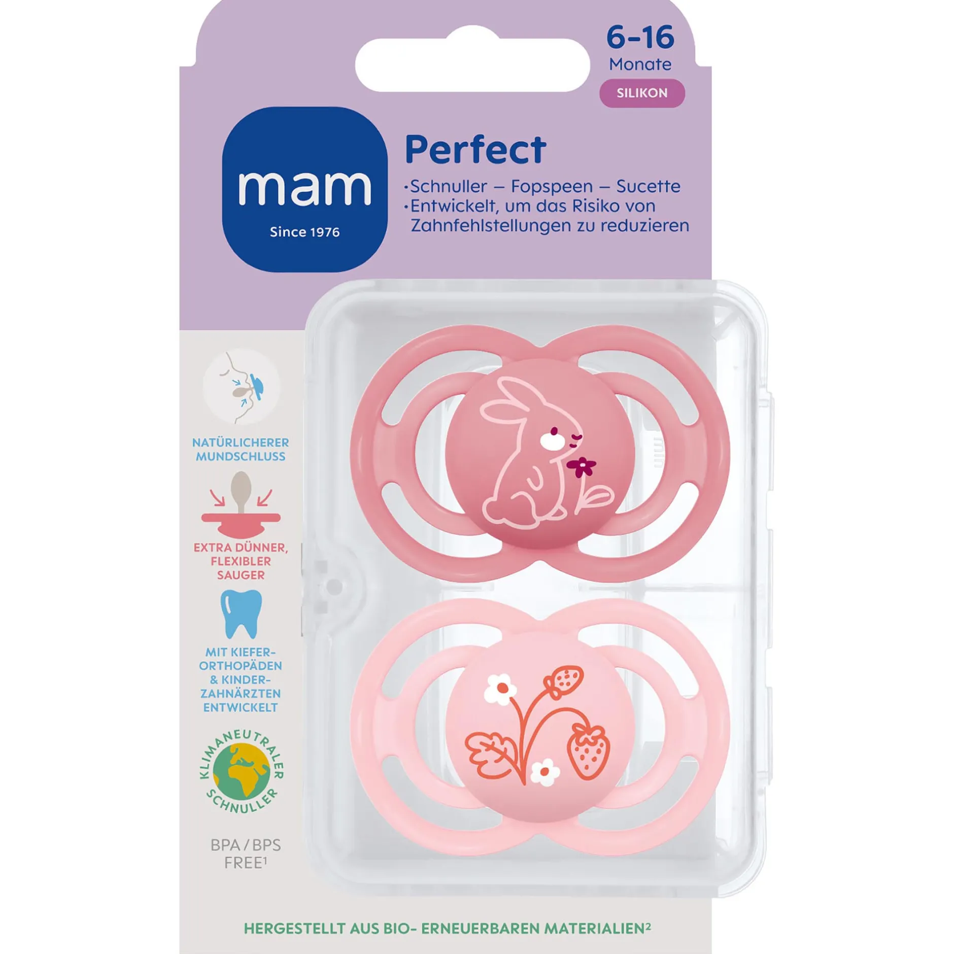 Fopspenen|Fopspenen & Accessoires*Mam fopspeen Perfect Silikon 6-16 maanden Pink