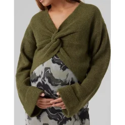 Truien & Vesten*Mamalicious zwangerschapstrui lange mouwen effen groen Dark Olive Green