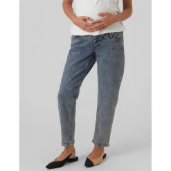 Jeans|Broeken*Mamalicious zwangerschapsjeans lang effen blauw Mid Blue Denim