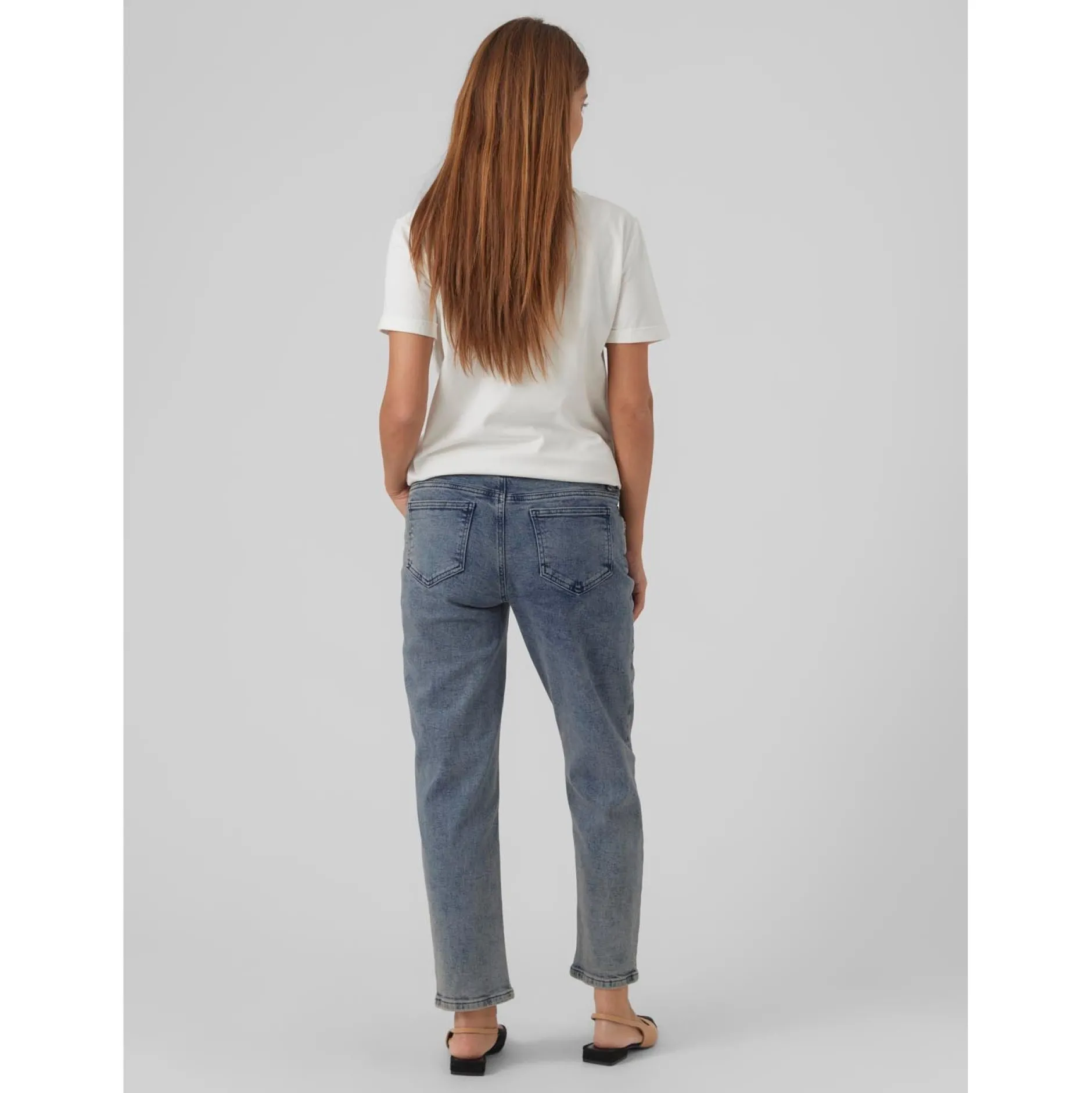Jeans|Broeken*Mamalicious zwangerschapsjeans lang effen blauw Mid Blue Denim