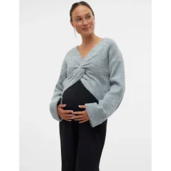 Truien & Vesten*Mamalicious zwangerschapstrui lange mouwen effen grijs Grey Melee Light
