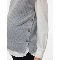 Truien & Vesten*Mamalicious zwangerschapstrui mouwloos effen grijs Grey Melee Light